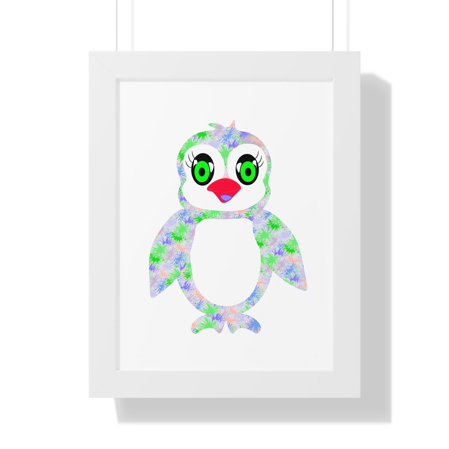The Penguinies Green & Purple Art Framed Vertical Poster