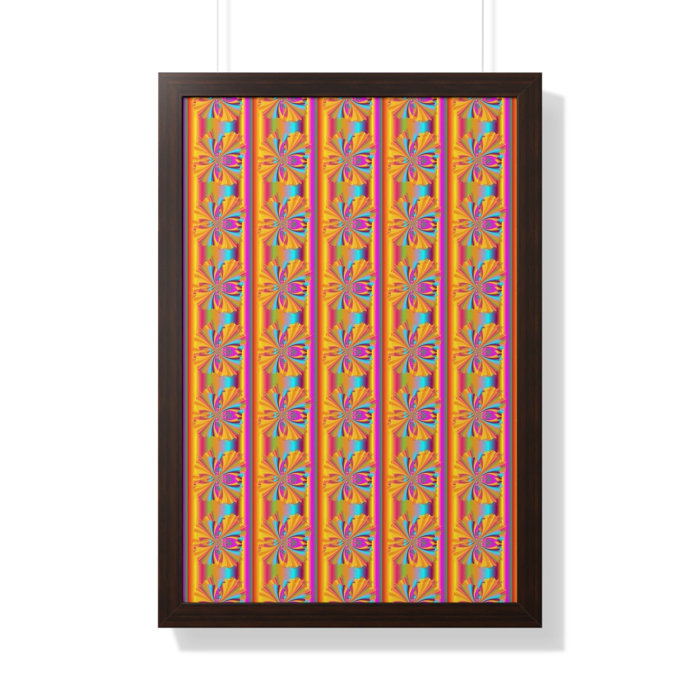 Digital Spiral Rainbow Pattern Colours Art Framed Vertical Poster