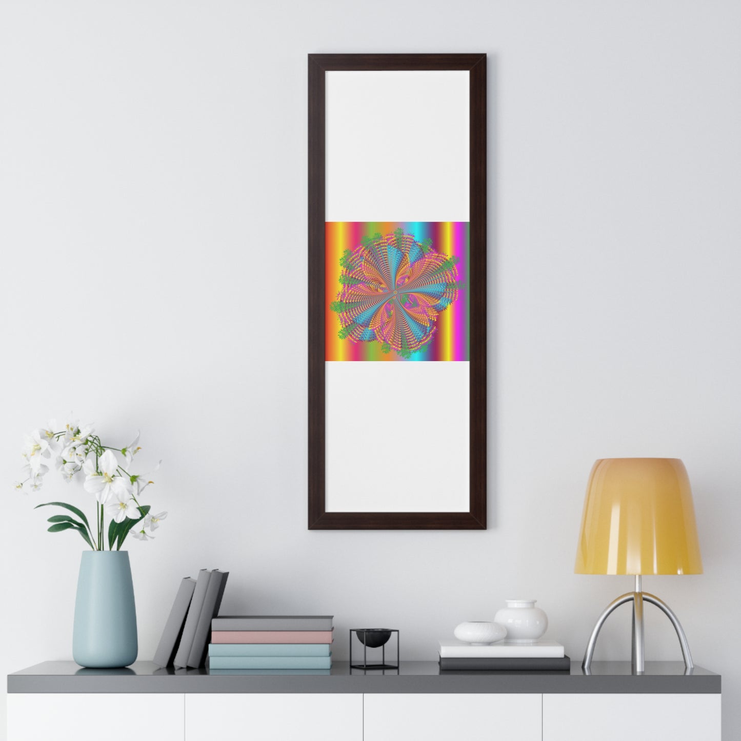 Digital Spiral Rainbow Colours Art Framed Vertical Poster