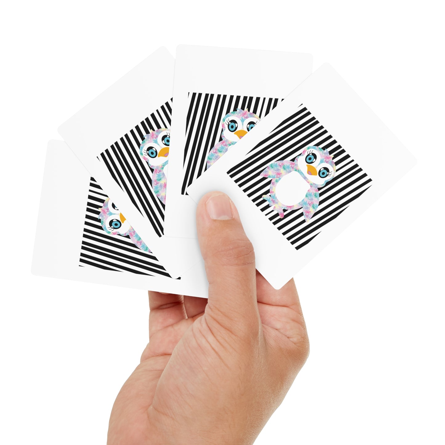 The Penguinies Black & White Stripes Poker Cards