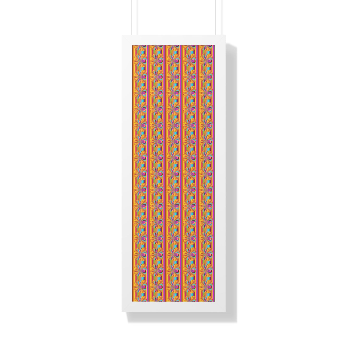 Digital Spiral Rainbow Pattern Colours Art Framed Vertical Poster