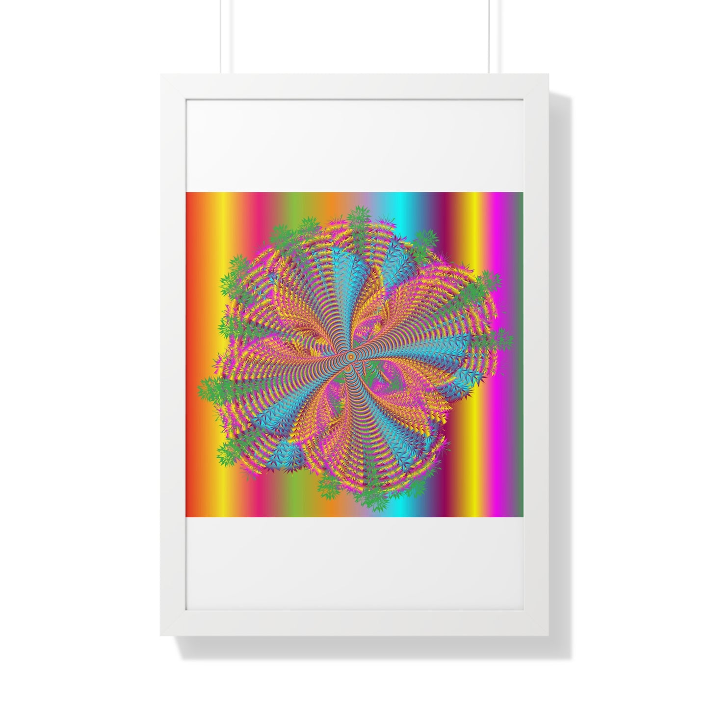 Digital Spiral Rainbow Colours Art Framed Vertical Poster