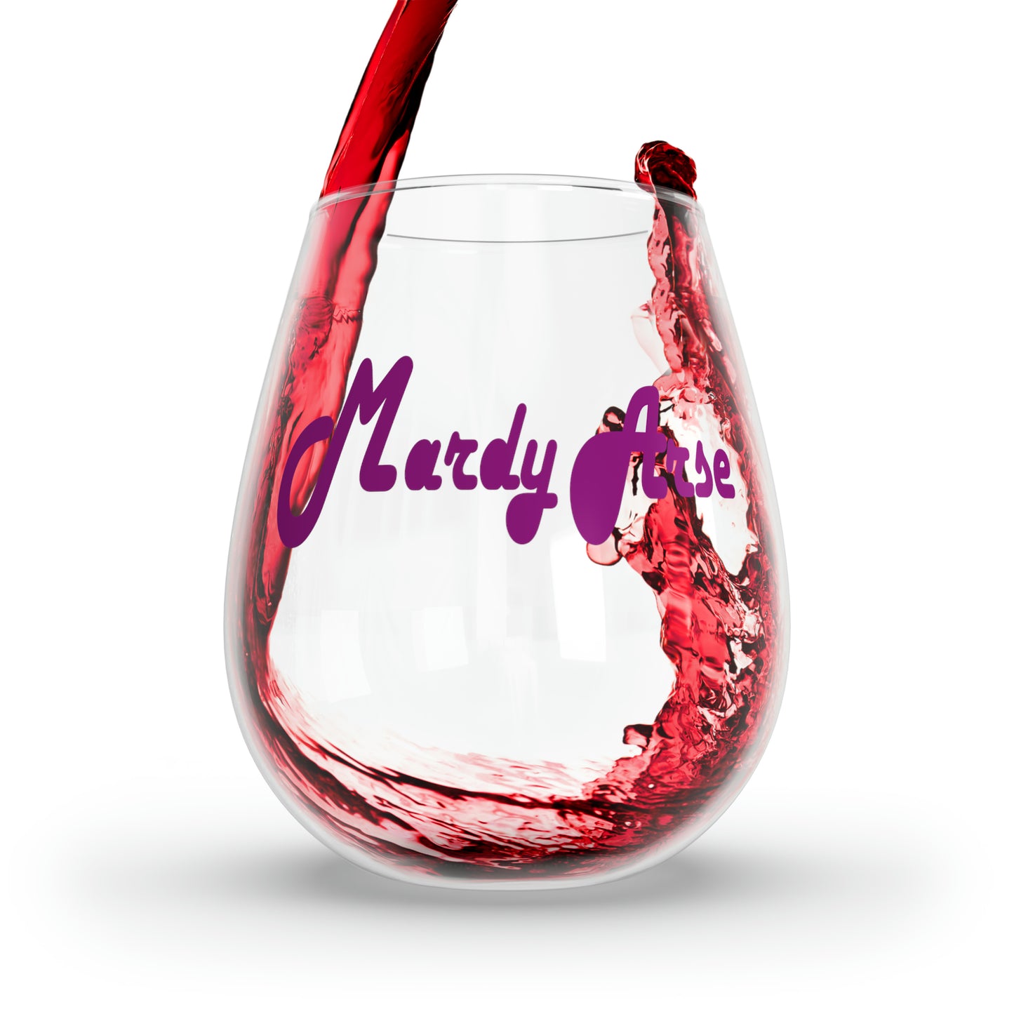 Mardy Arse, Sheffield Dialect Purple Typography Stemless Wine Glass, 11.75oz