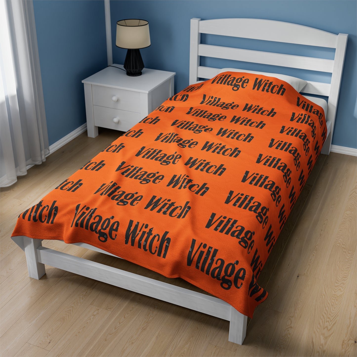 Village Witch Orange Velveteen Plush Blanket