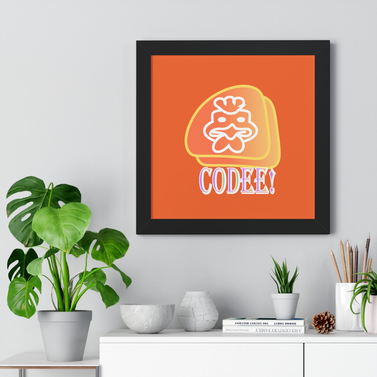 Cockerill Codee! Digital Art Orange Framed Vertical Poster