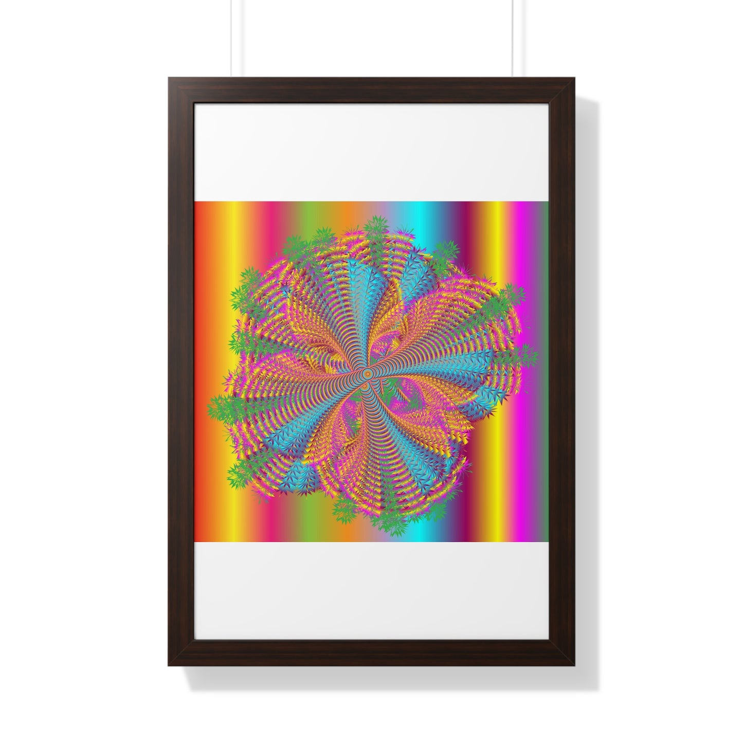 Digital Spiral Rainbow Colours Art Framed Vertical Poster