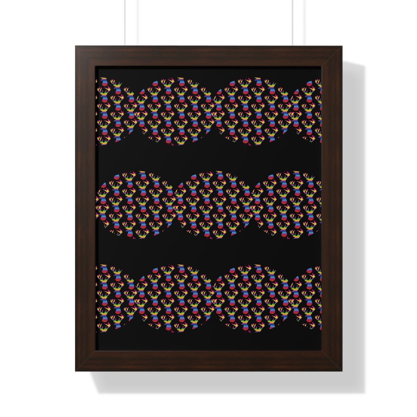 Rainbow Stag Head Pattern Circes Framed Vertical Poster