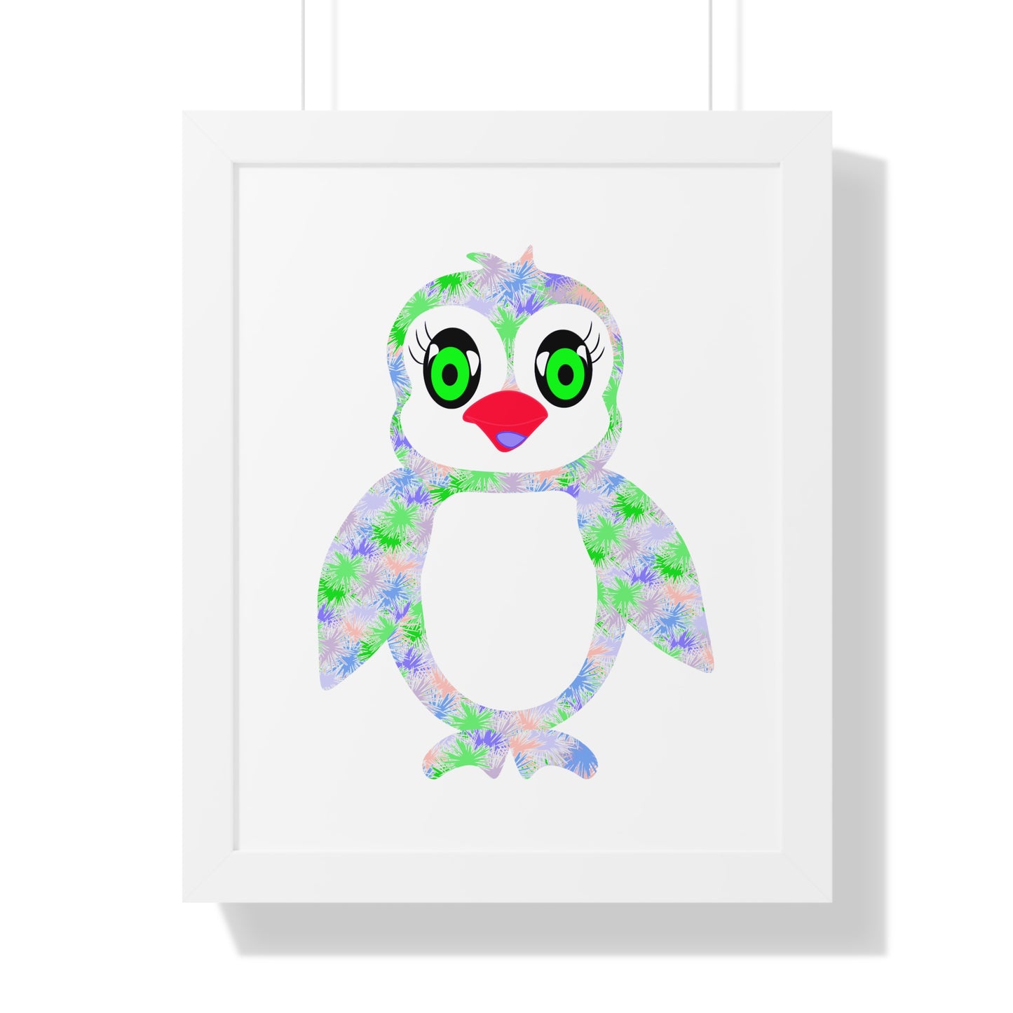 The Penguinies Green & Purple Art Framed Vertical Poster