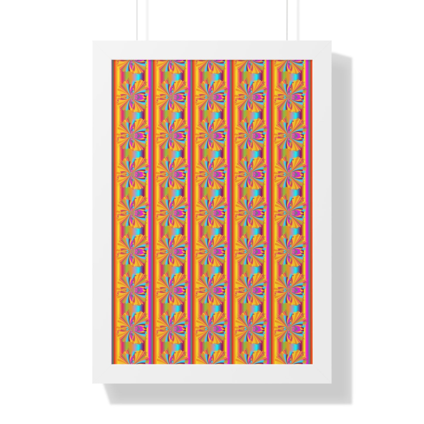 Digital Spiral Rainbow Pattern Colours Art Framed Vertical Poster
