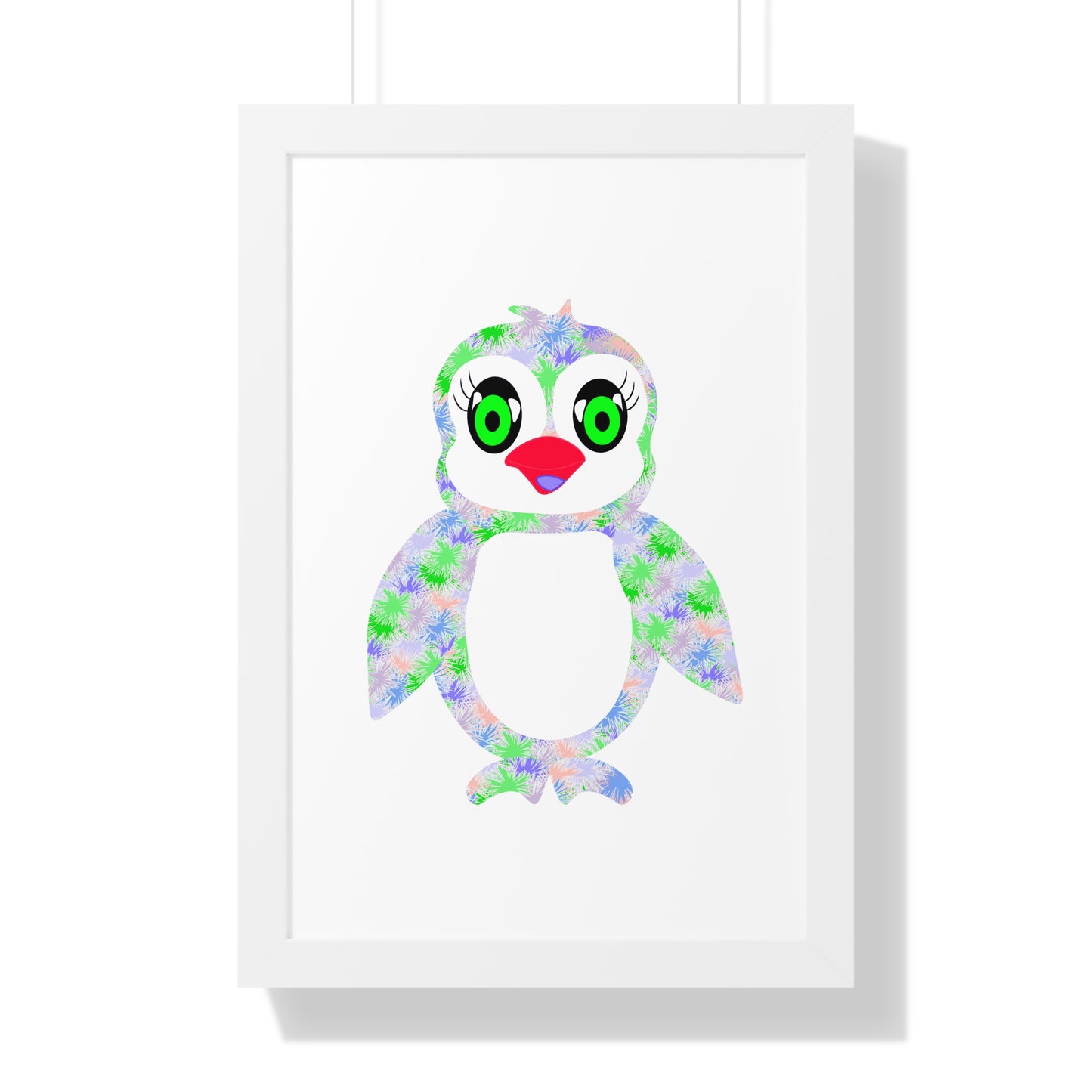 The Penguinies Green & Purple Art Framed Vertical Poster
