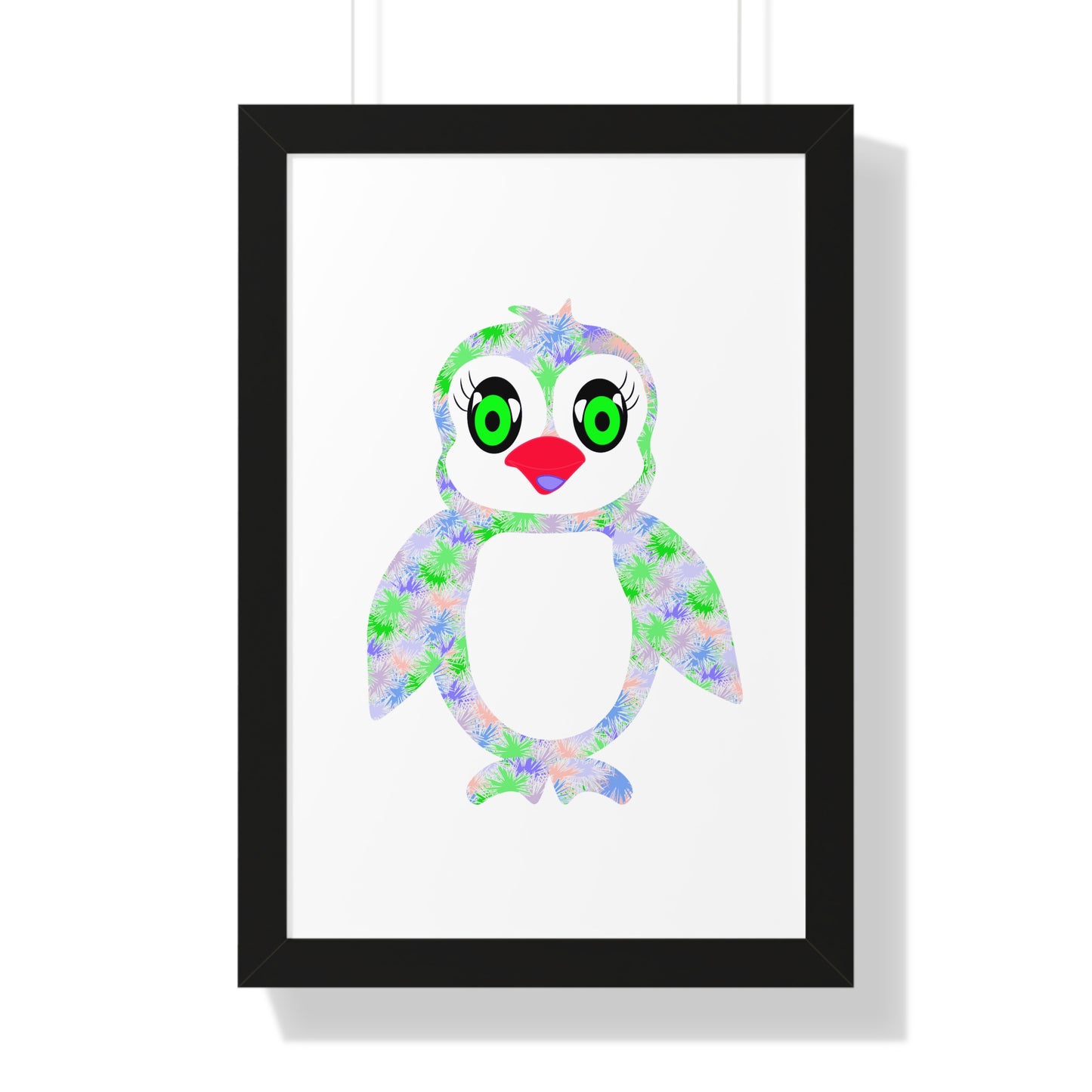 The Penguinies Green & Purple Art Framed Vertical Poster
