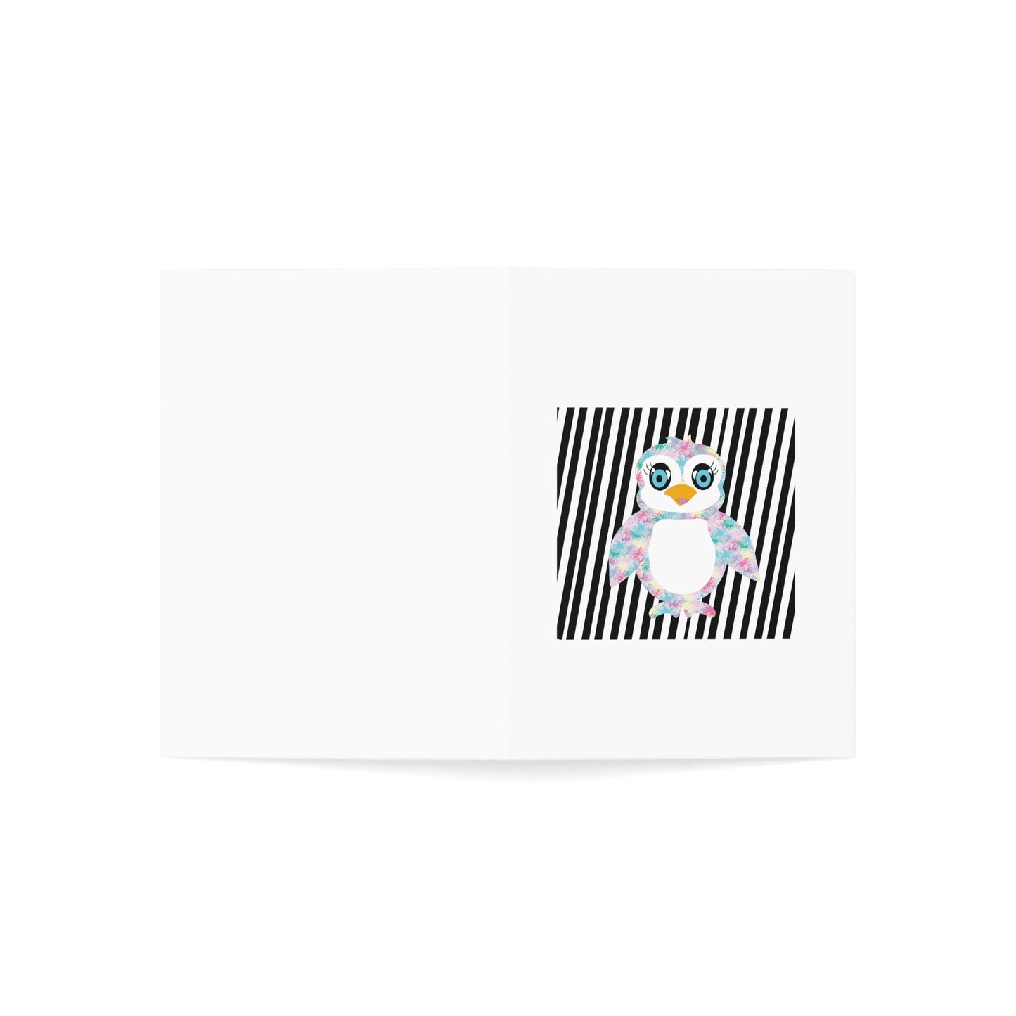The Penguinies Black & White Stripes Greeting Cards (1, 10, 30, and 50pcs)