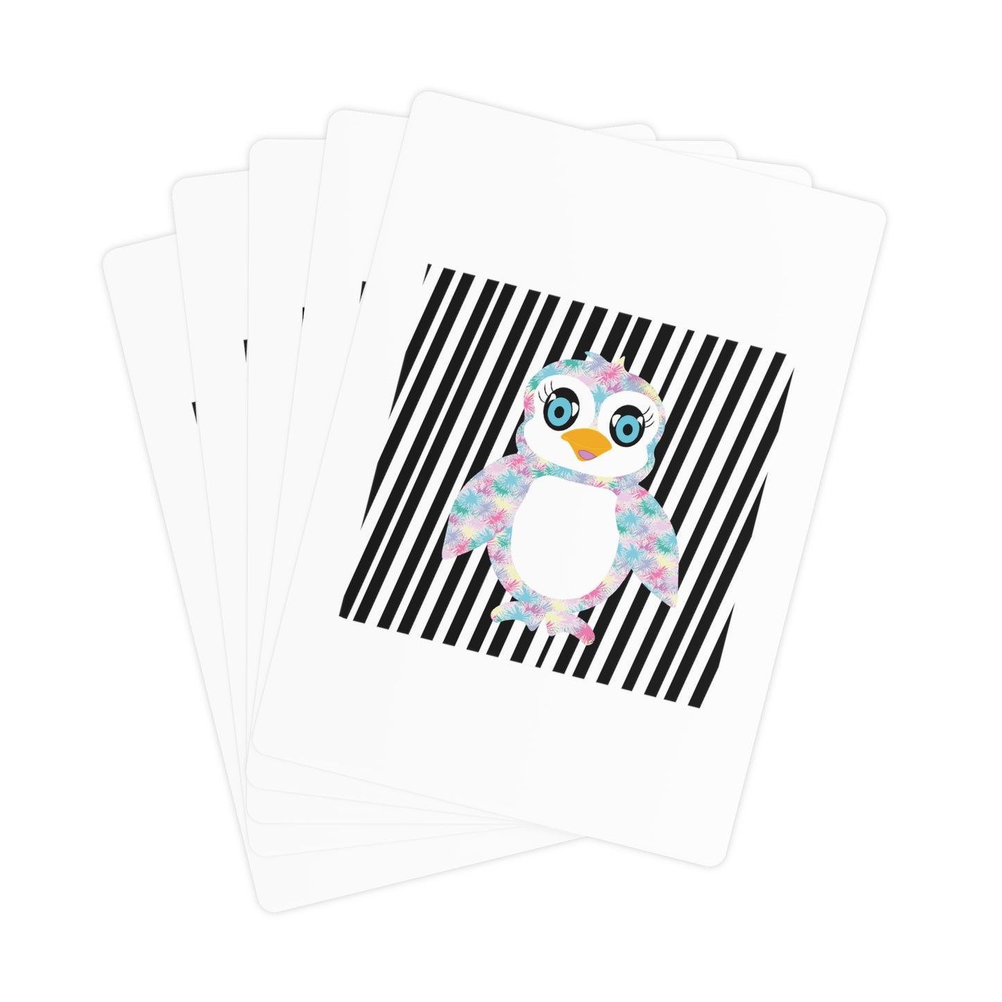 The Penguinies Black & White Stripes Poker Cards