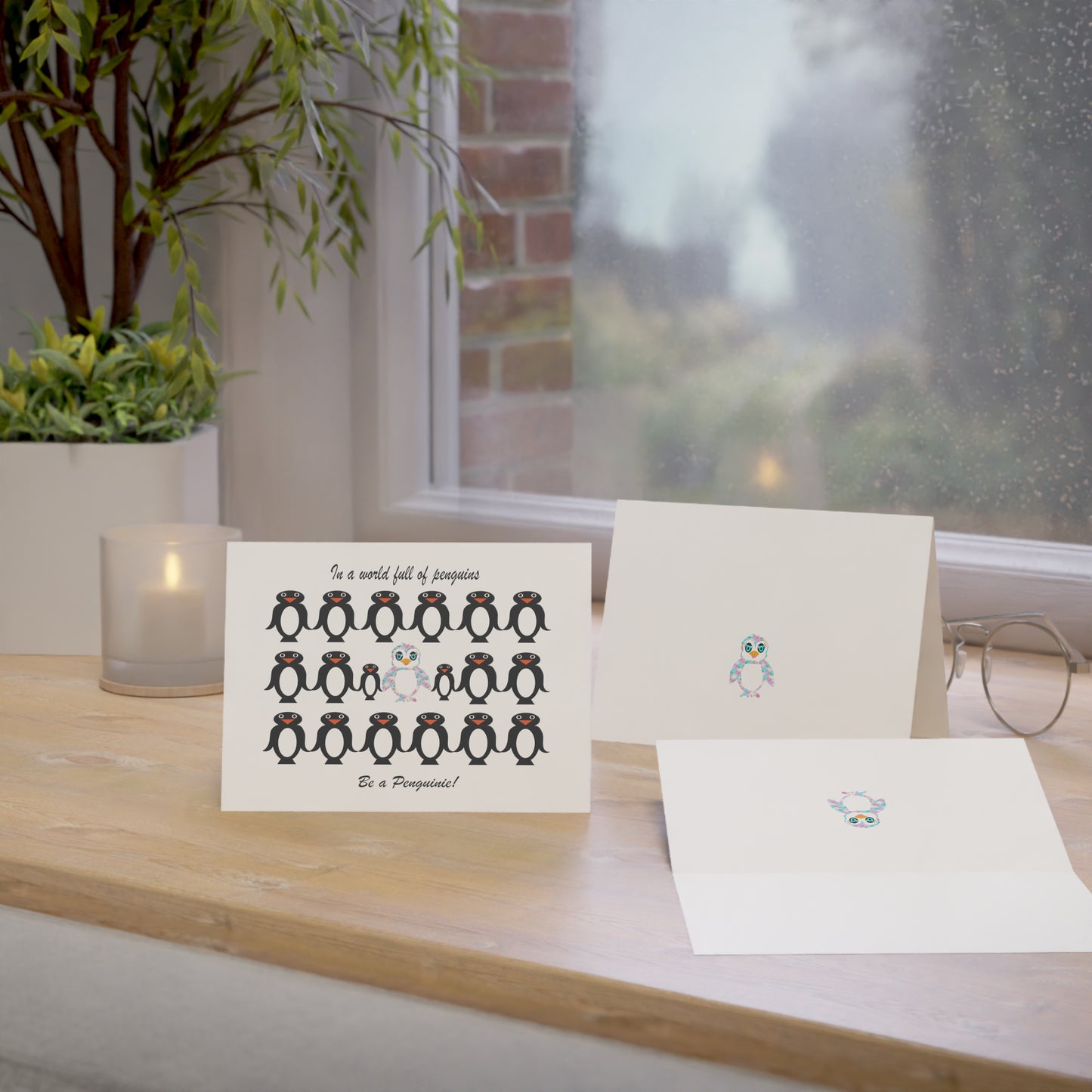 In a world full of penguins...Be a Penguinie! Greeting Cards (1, 10, 30, and 50pcs)
