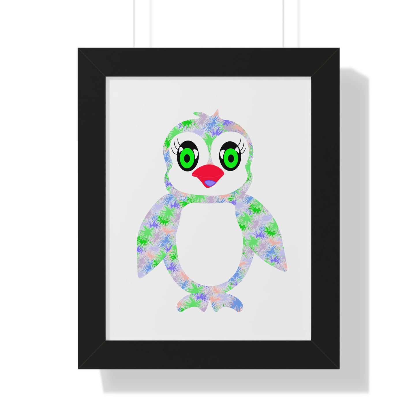 The Penguinies Green & Purple Art Framed Vertical Poster