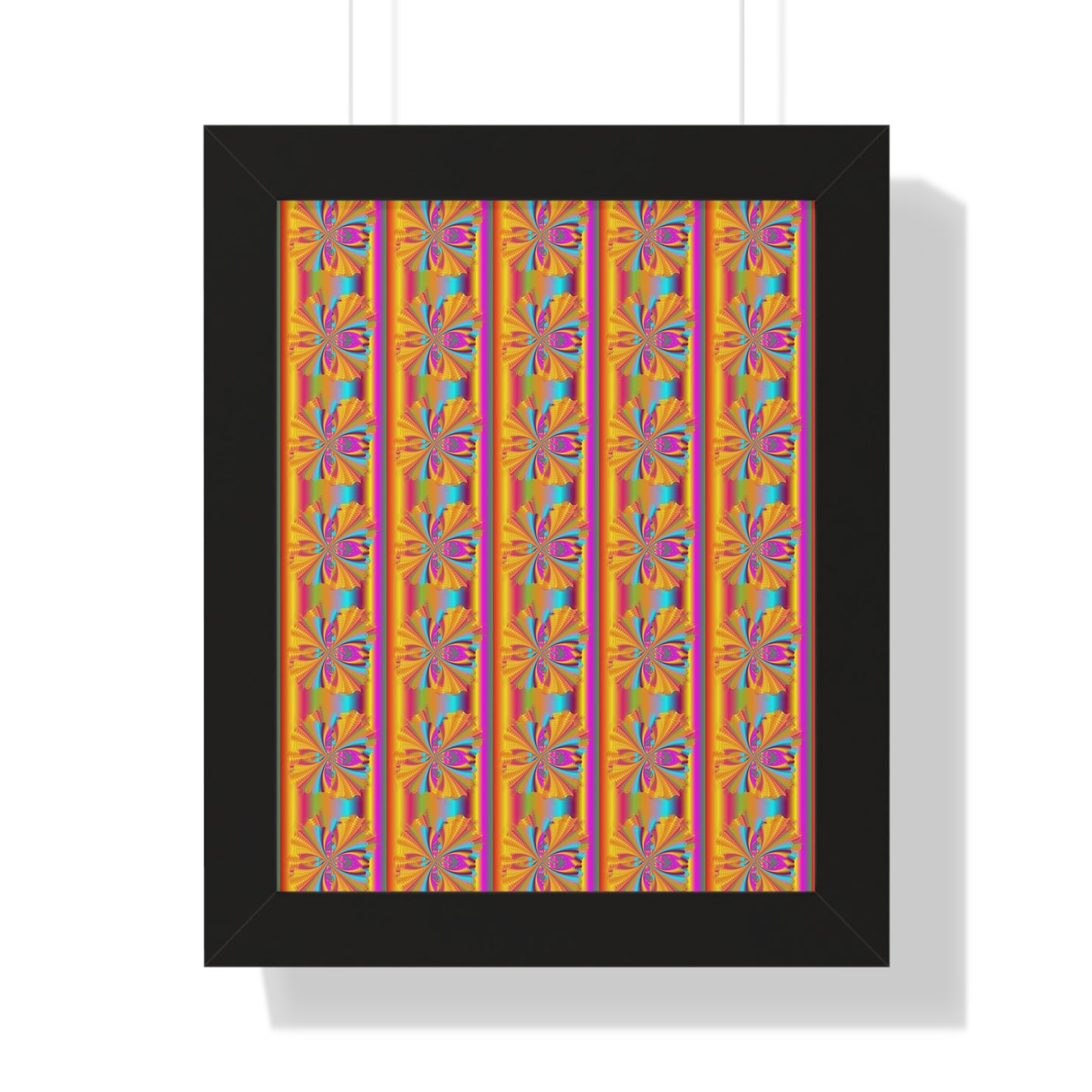 Digital Spiral Rainbow Pattern Colours Art Framed Vertical Poster