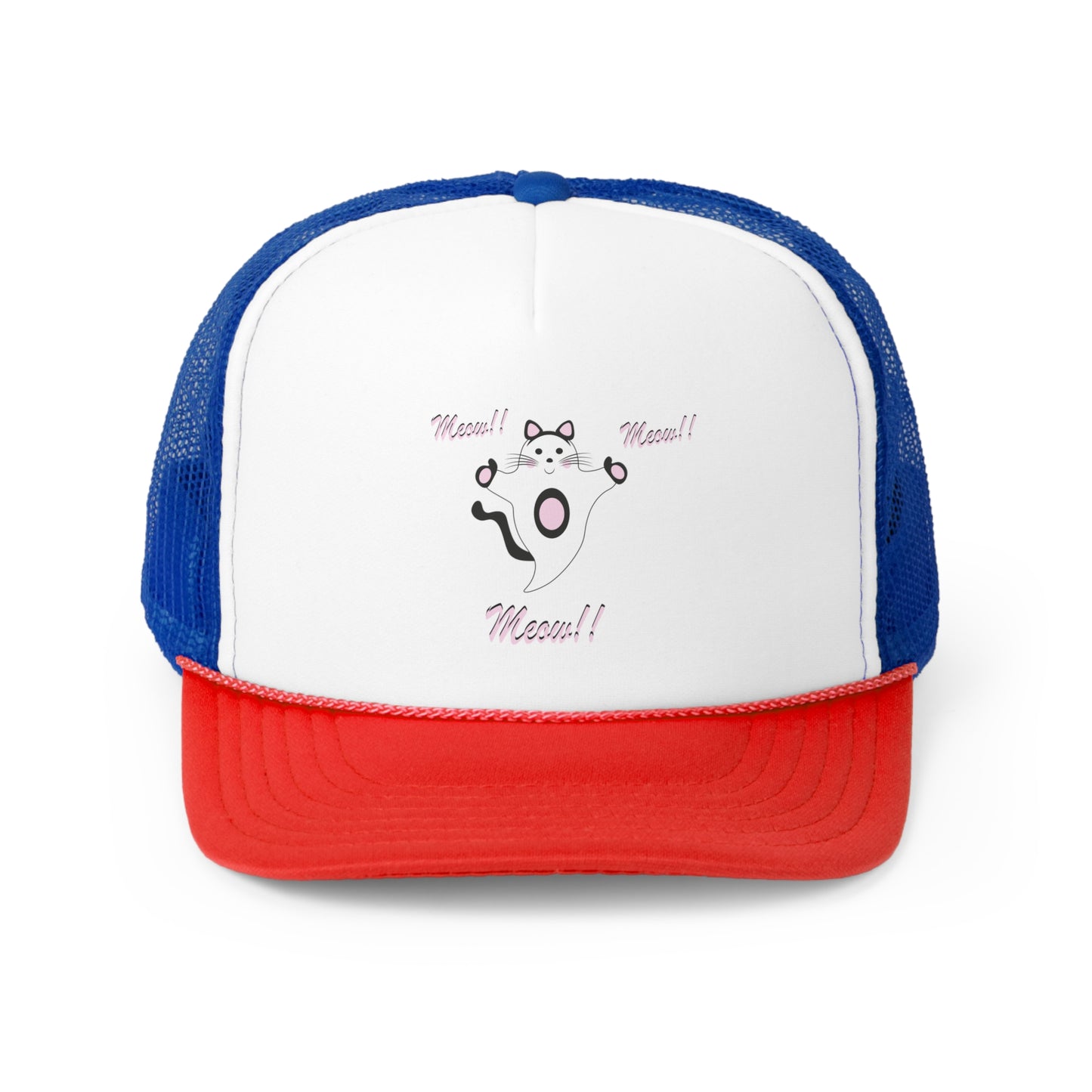 Meow Cat Ghost Halloween Trucker Caps