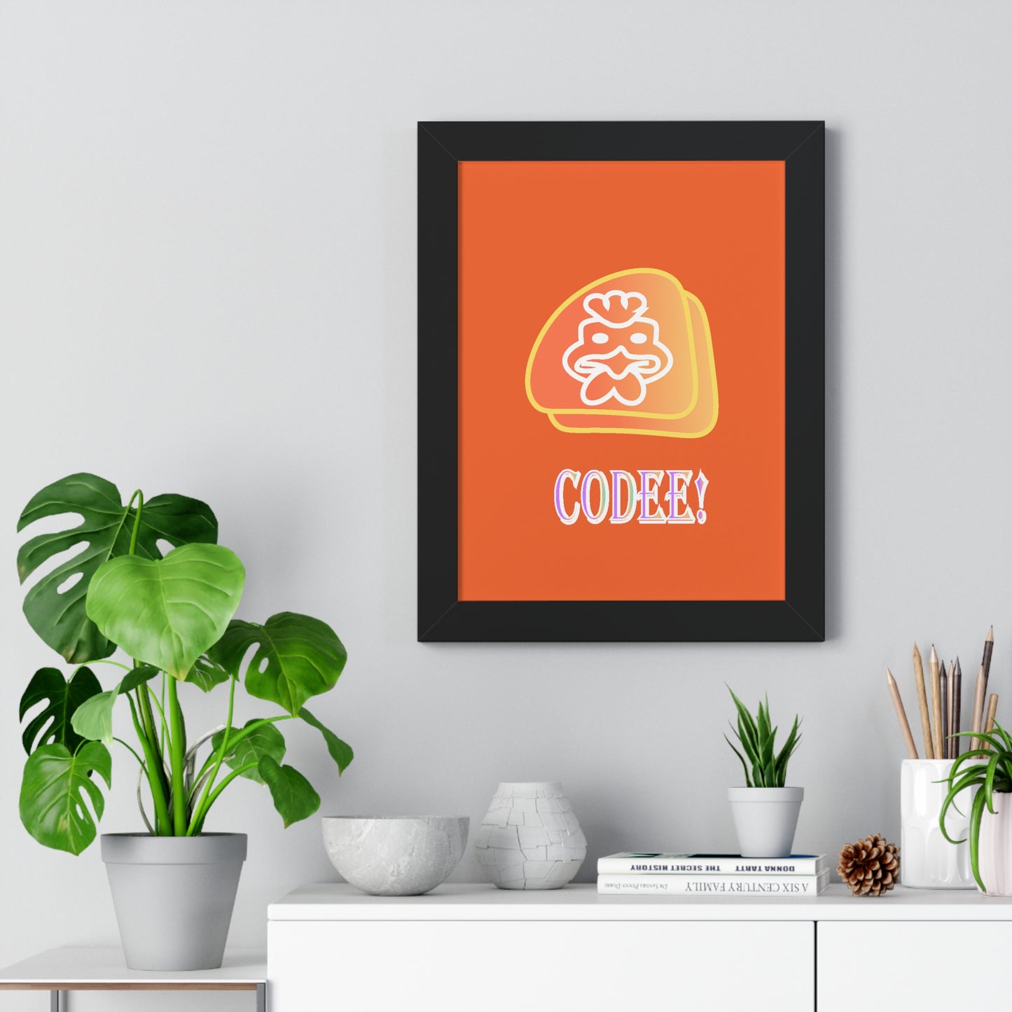 Cockerill Codee! Digital Art Orange Framed Vertical Poster