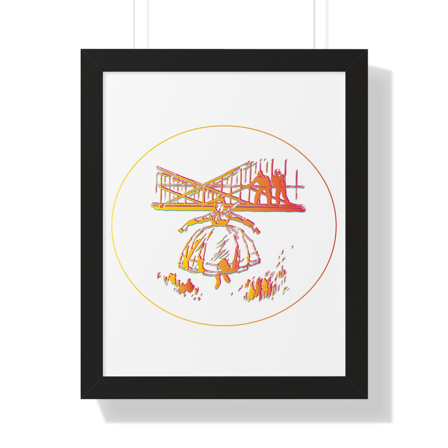 Woman Jumping Art Orange Framed Vertical Poster