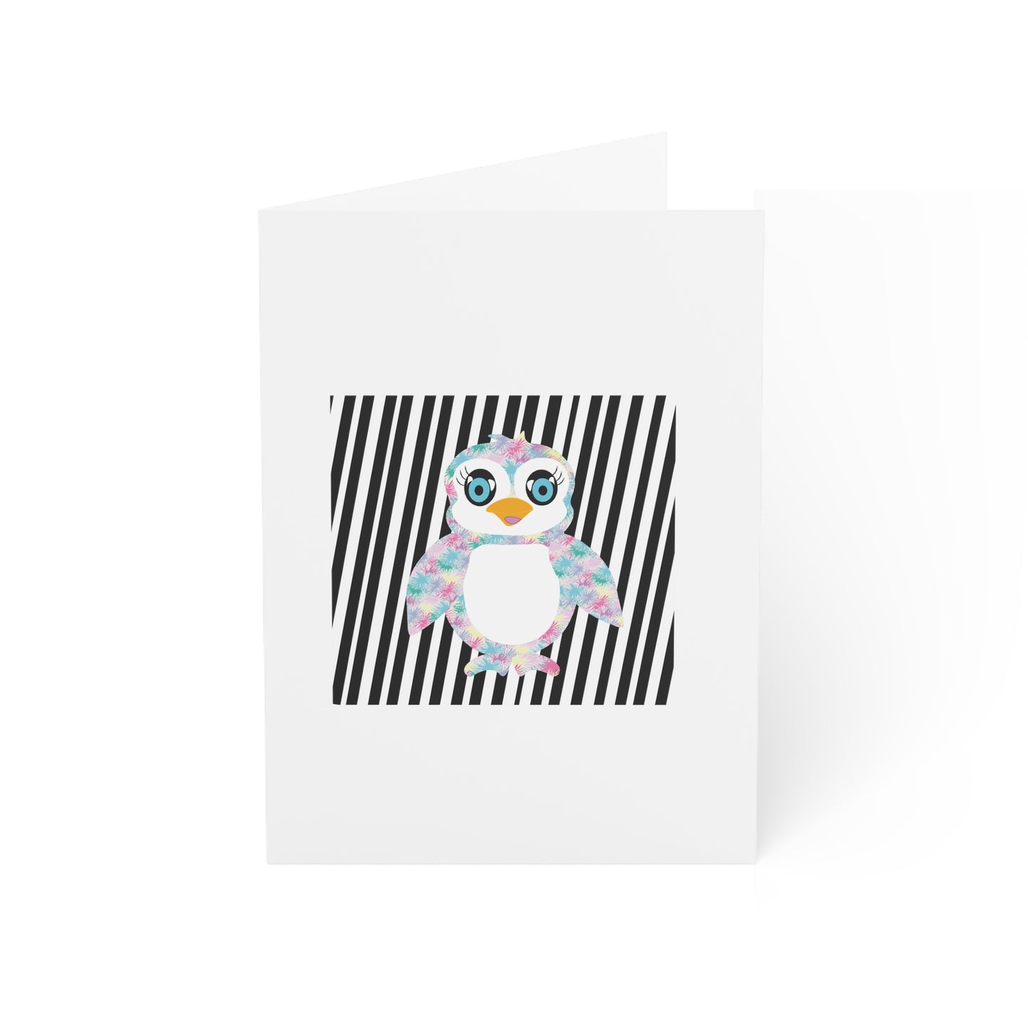 The Penguinies Black & White Stripes Greeting Cards (1, 10, 30, and 50pcs)