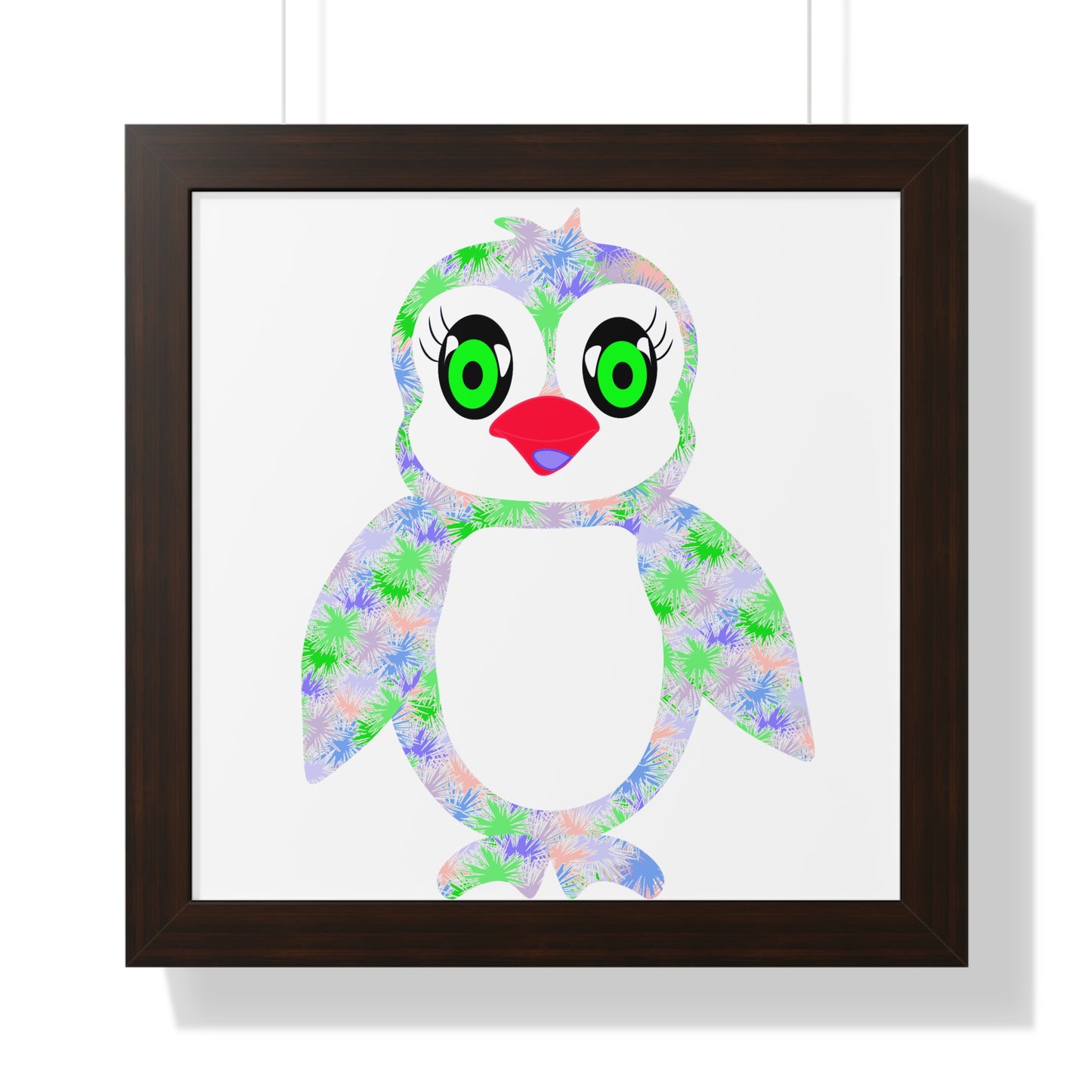 The Penguinies Green & Purple Art Framed Vertical Poster
