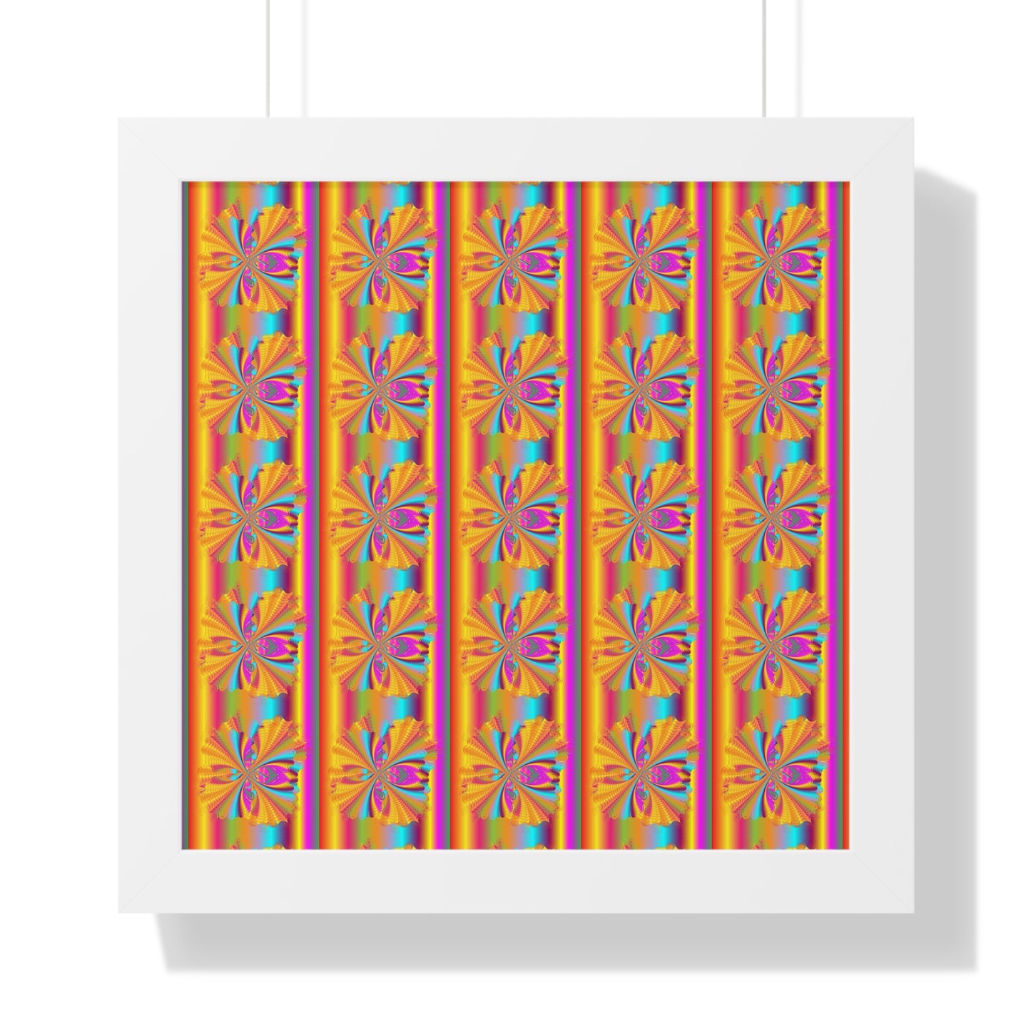 Digital Spiral Rainbow Pattern Colours Art Framed Vertical Poster