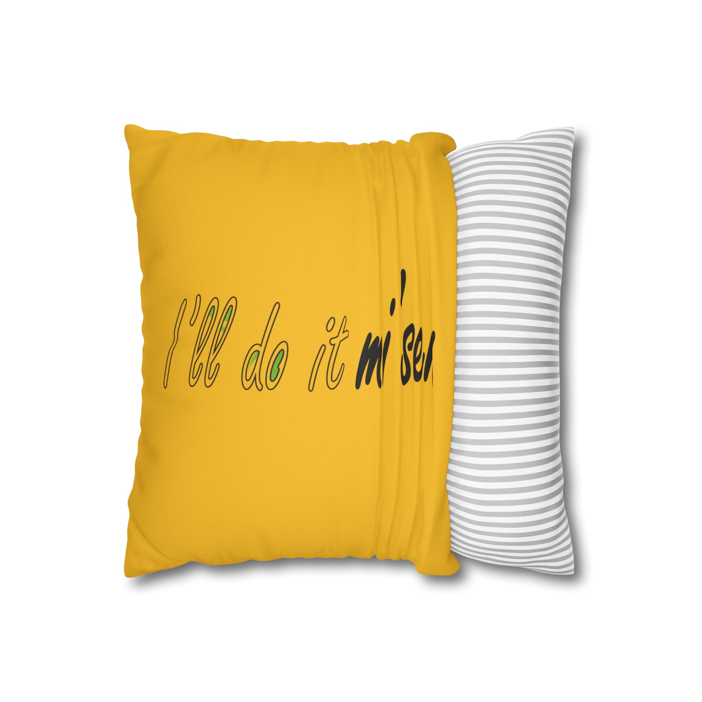 I'll open em mi' sen Sheffield Dialect, Typography Yellow Faux Suede Square Pillow Case