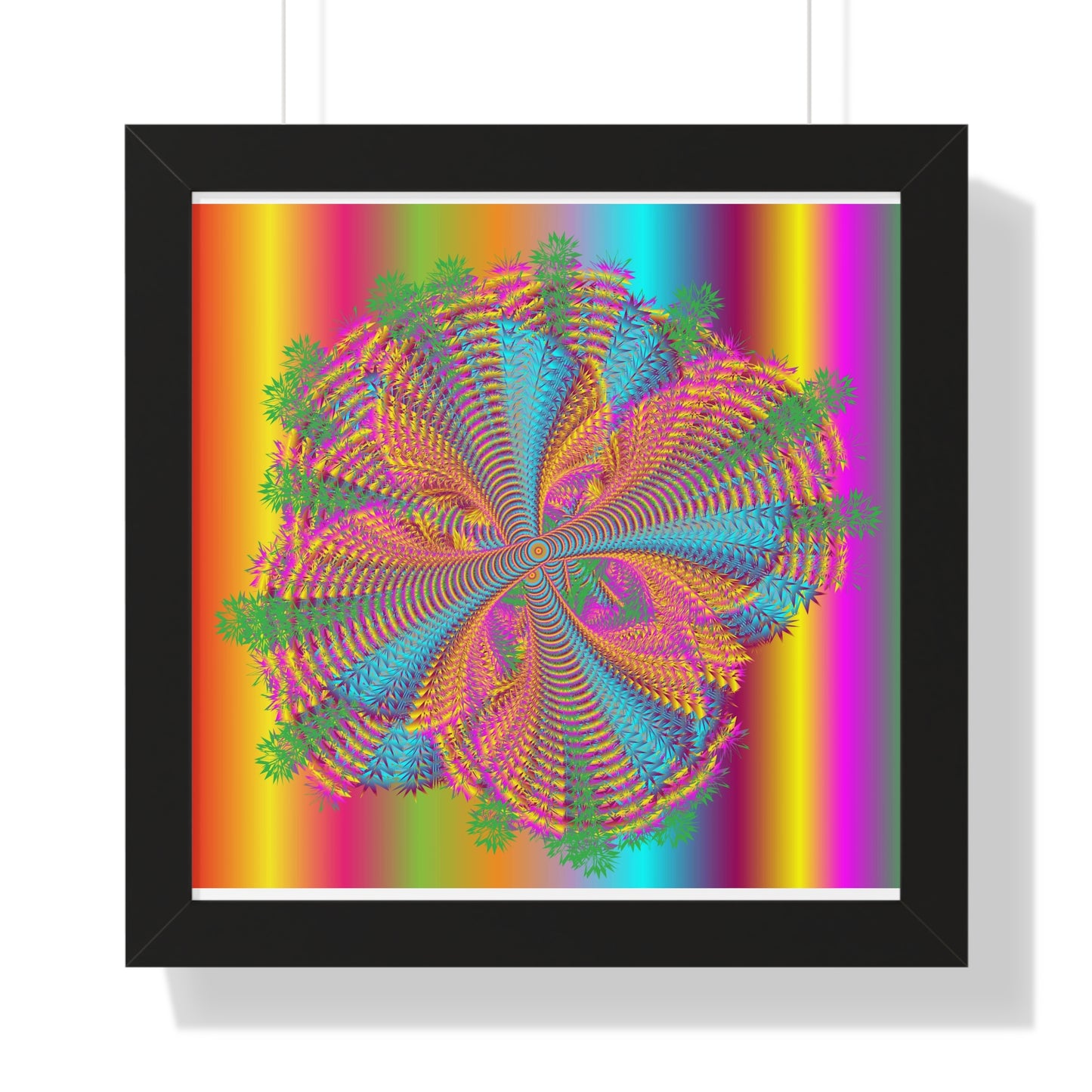 Digital Spiral Rainbow Colours Art Framed Vertical Poster