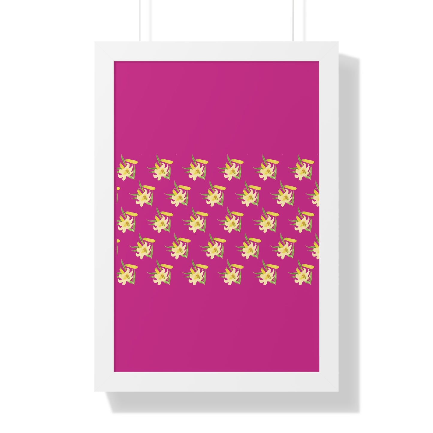 Daffodil Pattern Art Pink Framed Vertical Poster