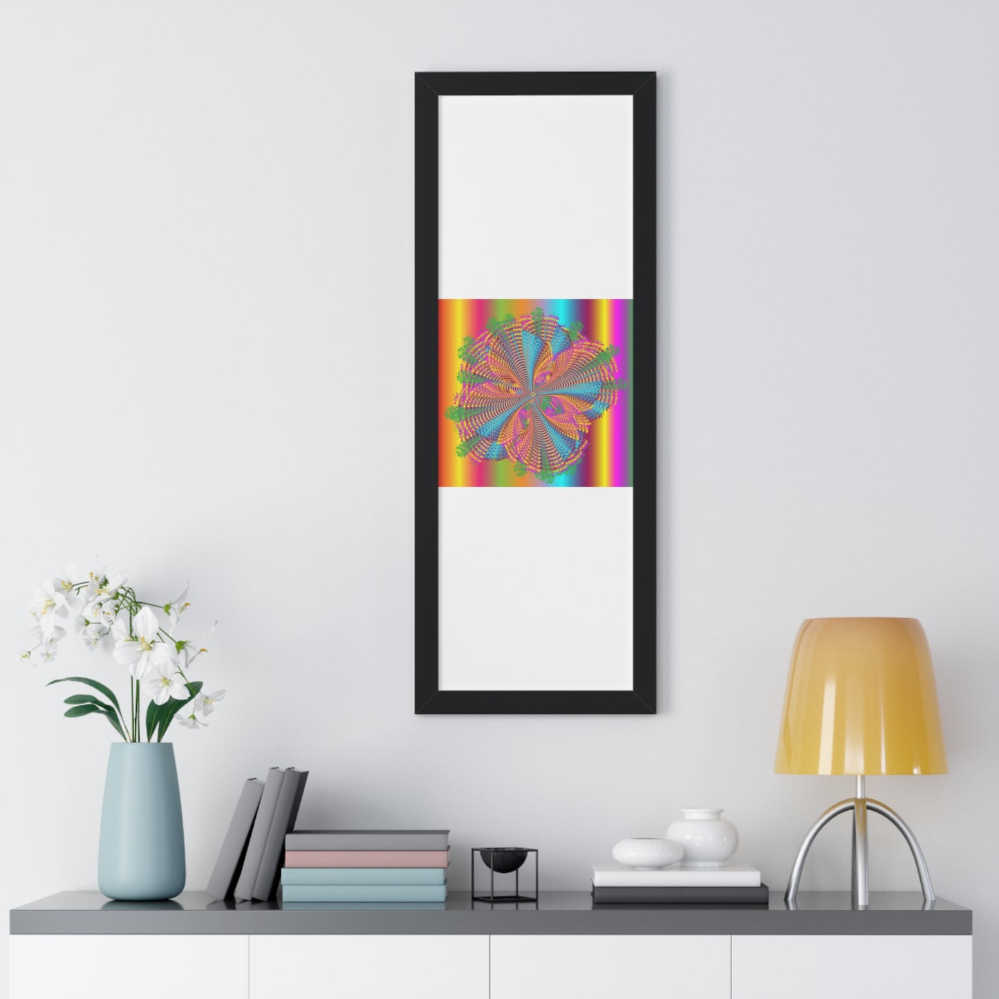Digital Spiral Rainbow Colours Art Framed Vertical Poster