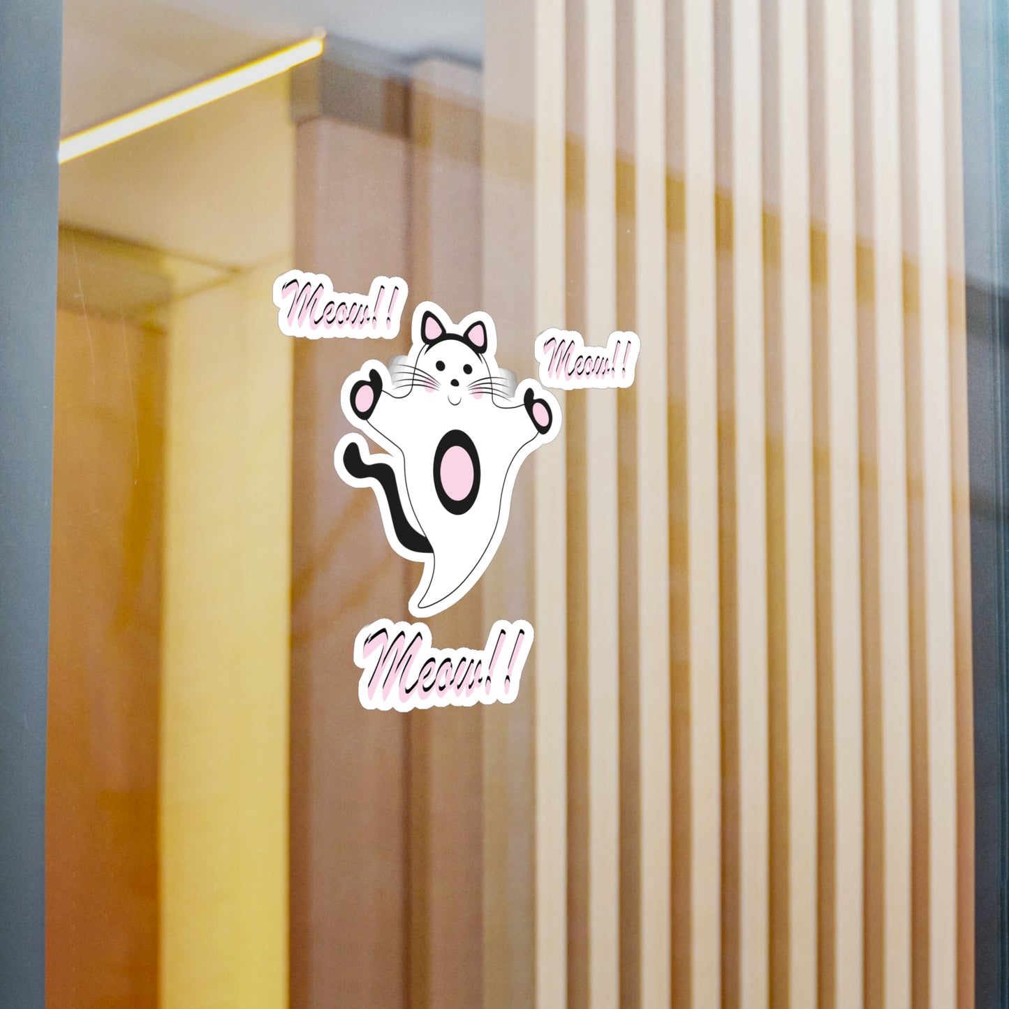Meow Cat Ghost Halloween Kiss-Cut Vinyl Decals