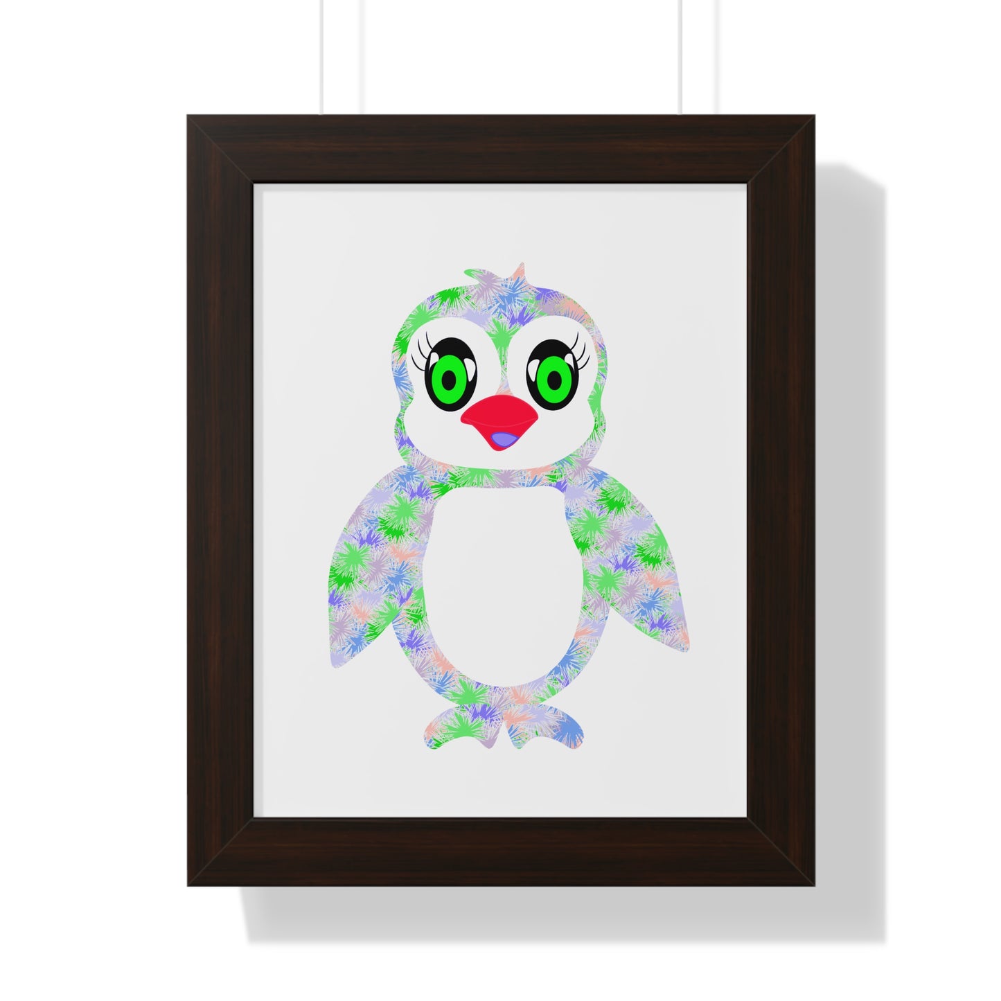 The Penguinies Green & Purple Art Framed Vertical Poster