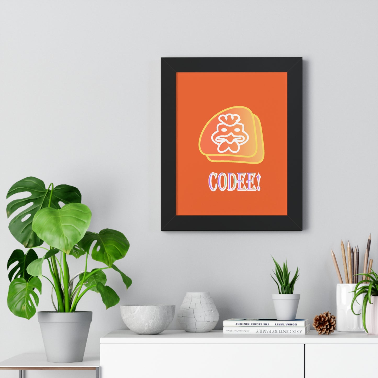 Cockerill Codee! Digital Art Orange Framed Vertical Poster