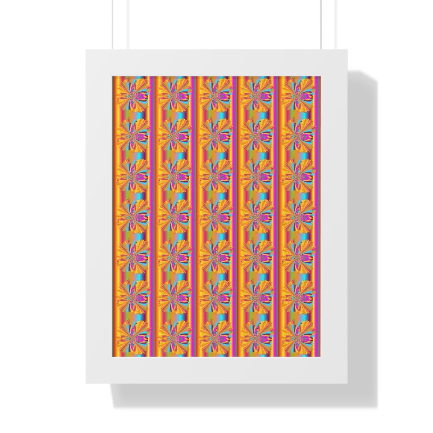 Digital Spiral Rainbow Pattern Colours Art Framed Vertical Poster