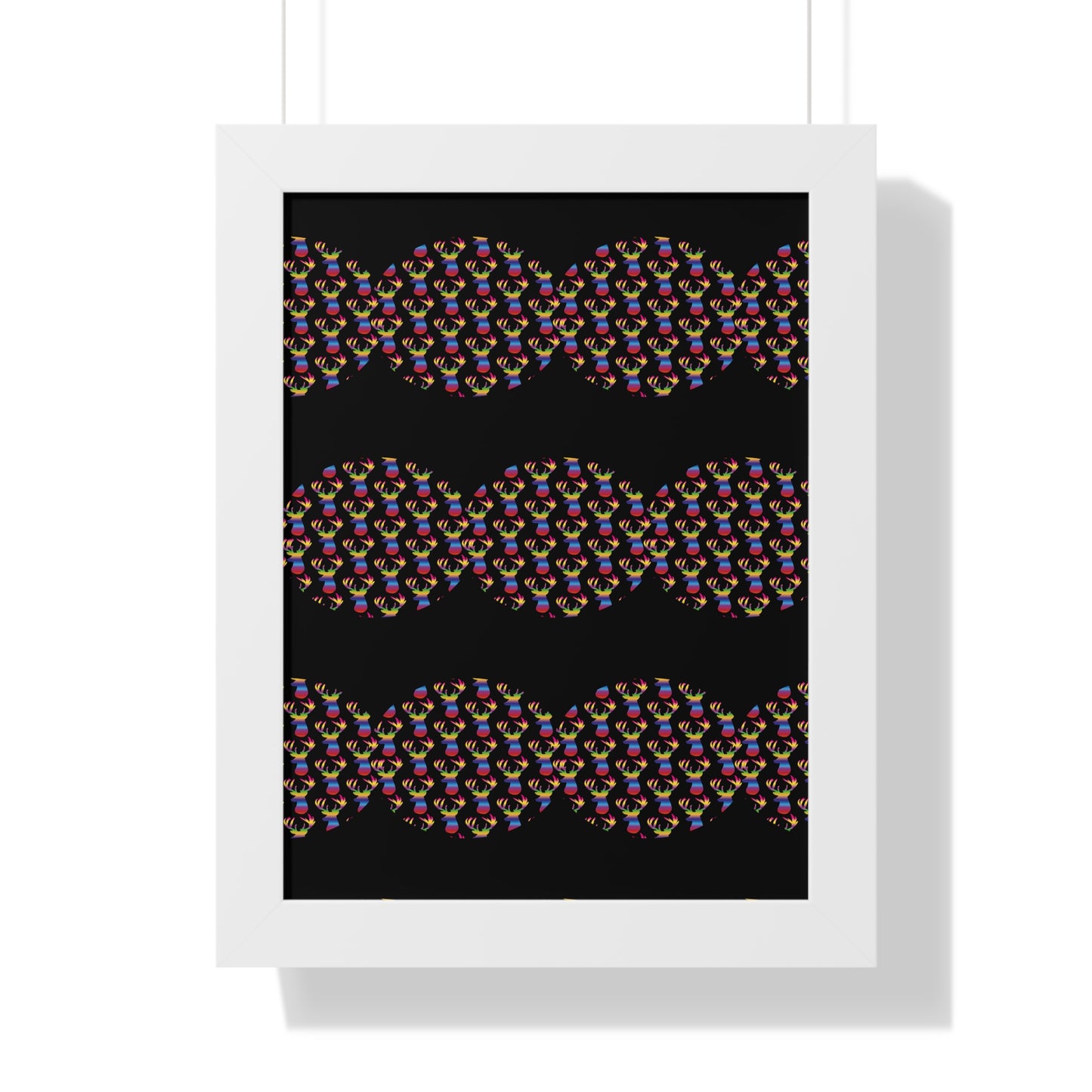 Rainbow Stag Head Pattern Circes Framed Vertical Poster