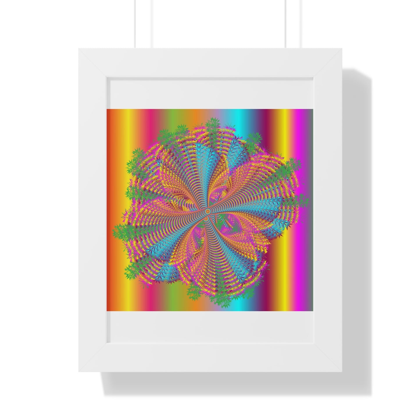 Digital Spiral Rainbow Colours Art Framed Vertical Poster
