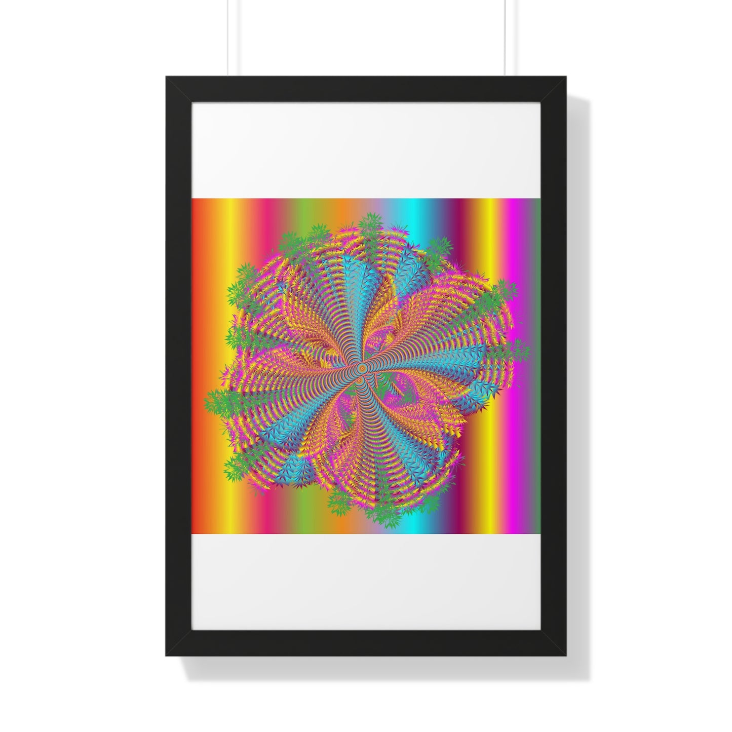 Digital Spiral Rainbow Colours Art Framed Vertical Poster