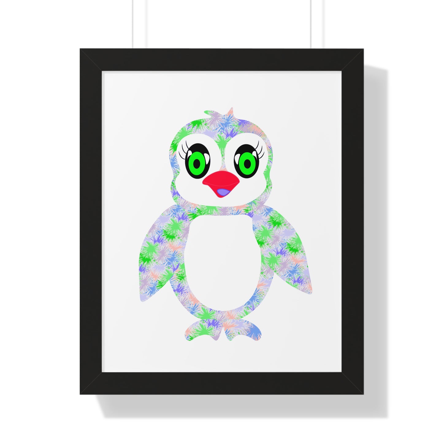The Penguinies Green & Purple Art Framed Vertical Poster