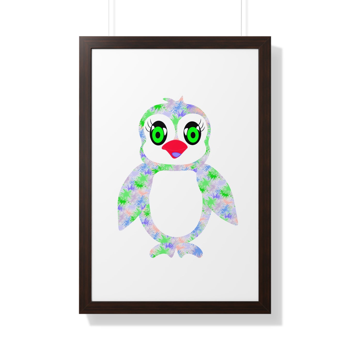The Penguinies Green & Purple Art Framed Vertical Poster