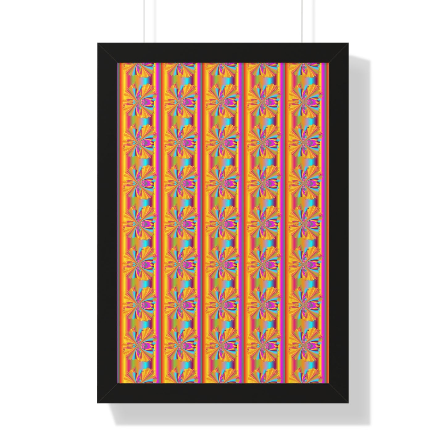 Digital Spiral Rainbow Pattern Colours Art Framed Vertical Poster