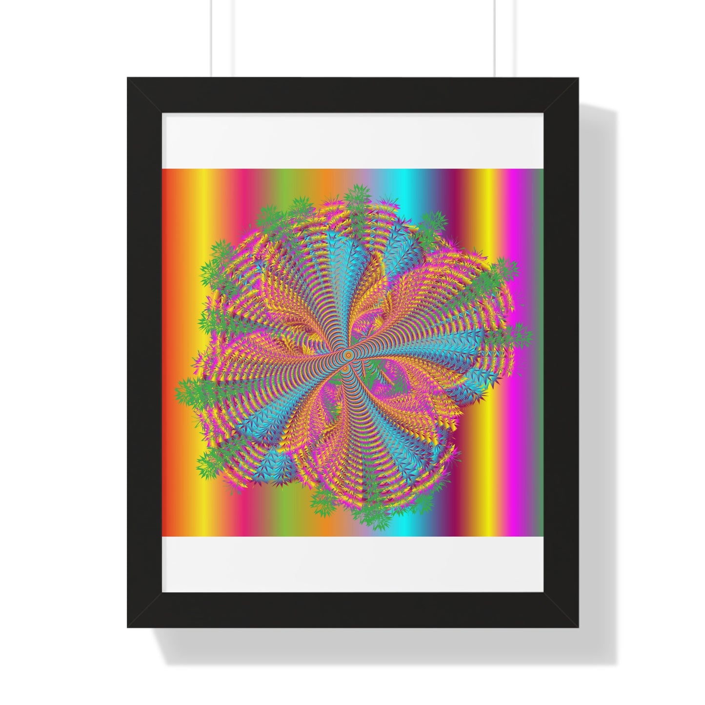 Digital Spiral Rainbow Colours Art Framed Vertical Poster