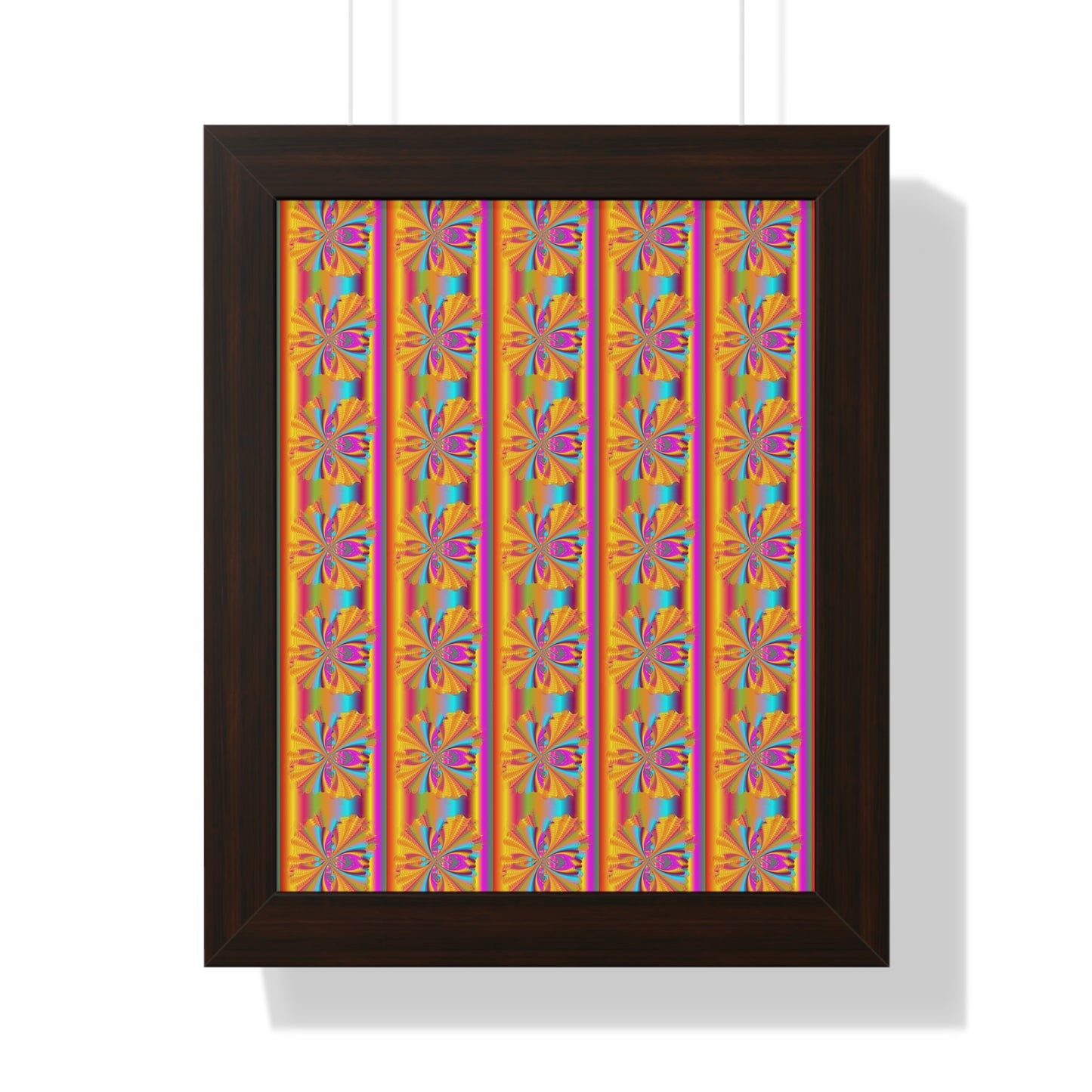 Digital Spiral Rainbow Pattern Colours Art Framed Vertical Poster
