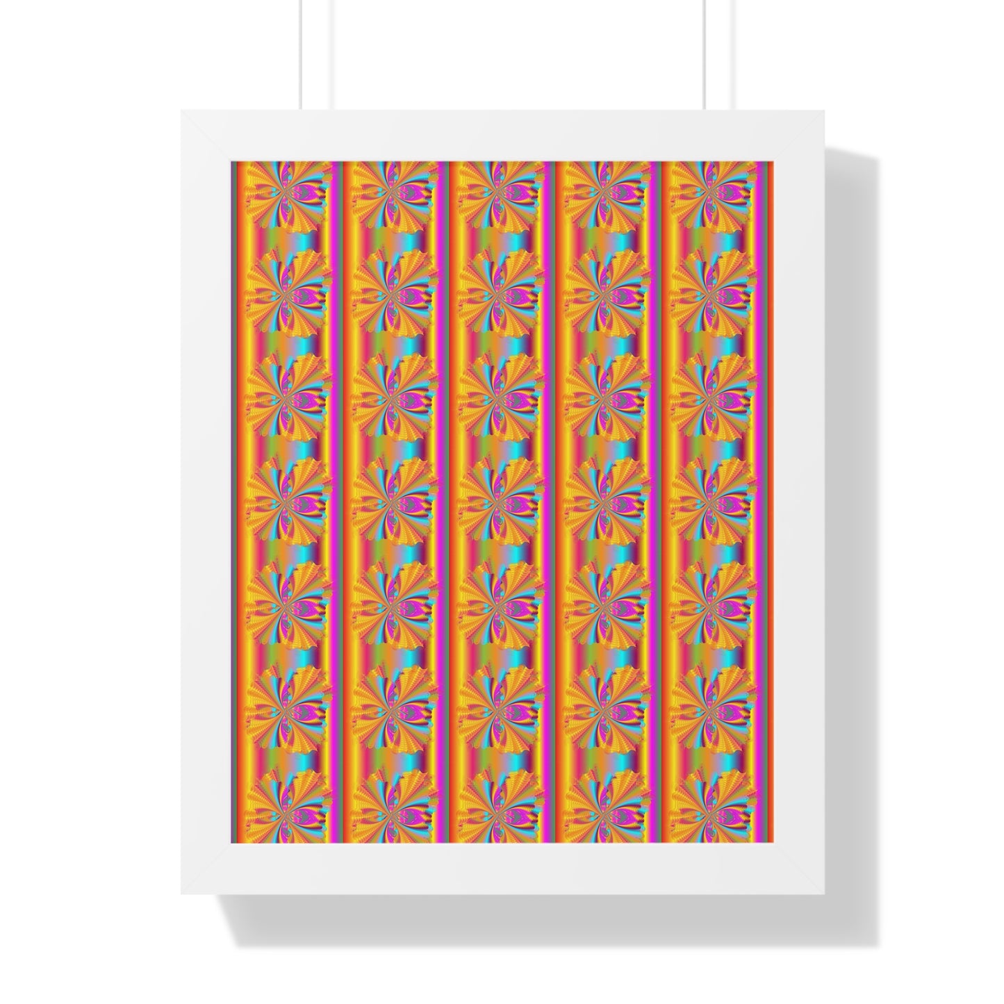 Digital Spiral Rainbow Pattern Colours Art Framed Vertical Poster