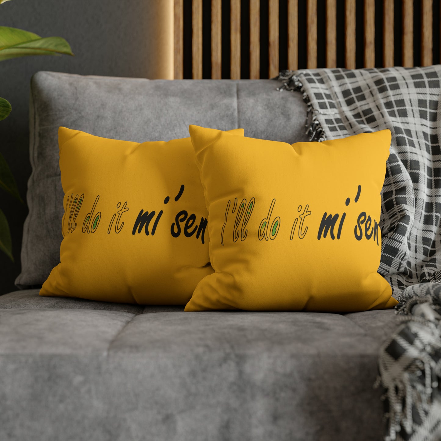 I'll open em mi' sen Sheffield Dialect, Typography Yellow Faux Suede Square Pillow Case