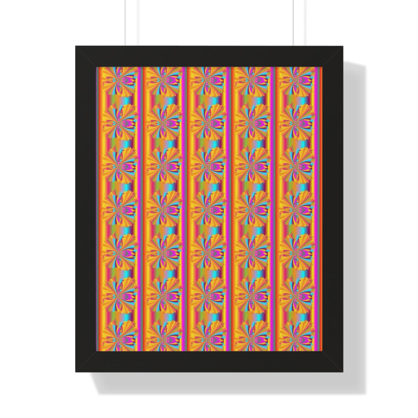 Digital Spiral Rainbow Pattern Colours Art Framed Vertical Poster