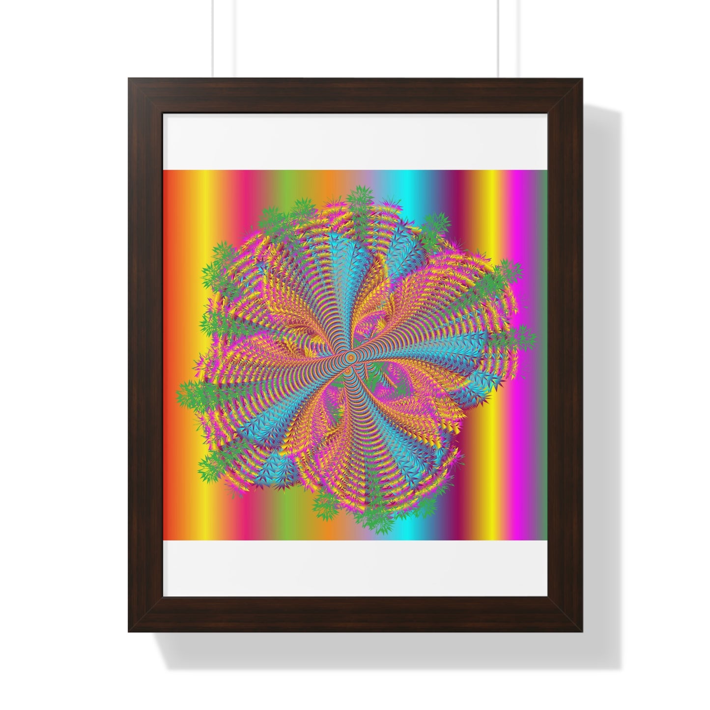 Digital Spiral Rainbow Colours Art Framed Vertical Poster