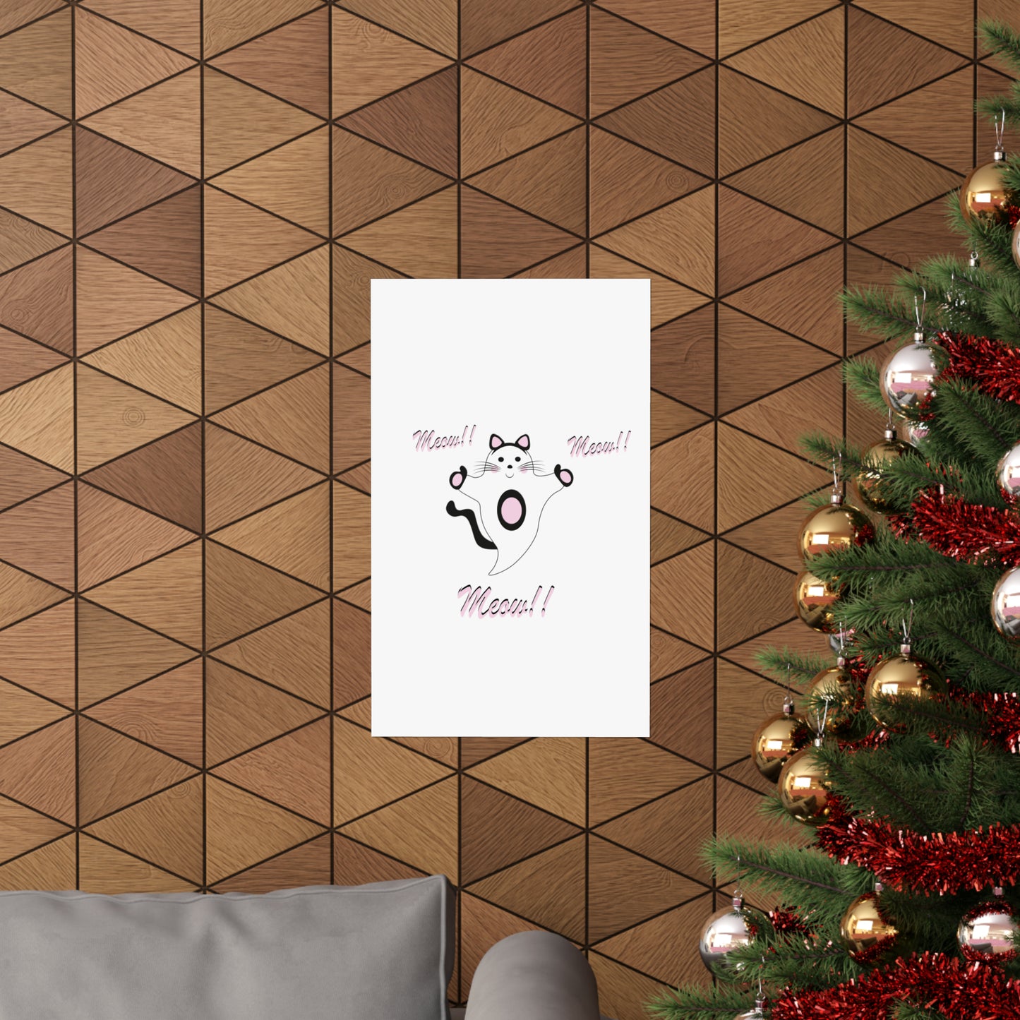 Meow Cat Ghost Halloween Matte Vertical Posters
