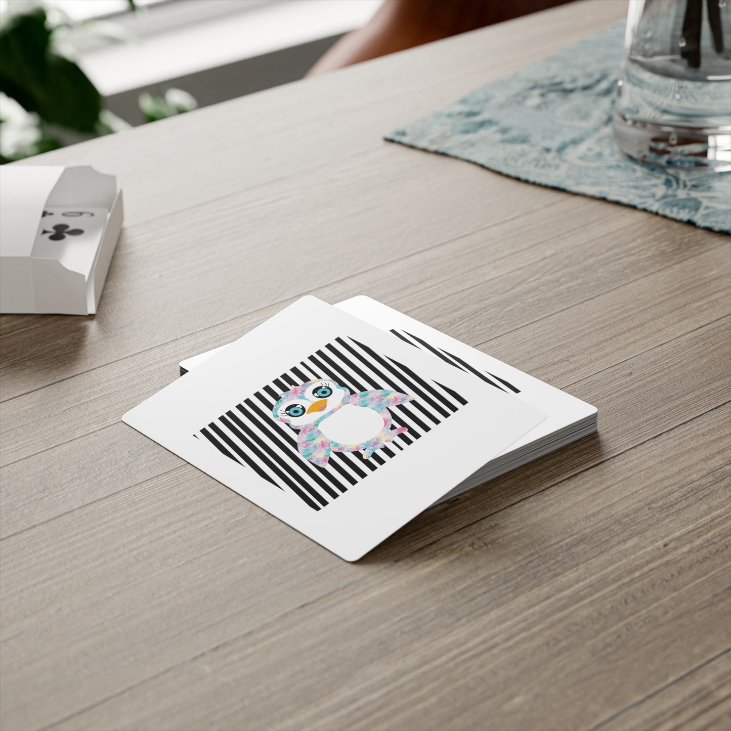 The Penguinies Black & White Stripes Poker Cards