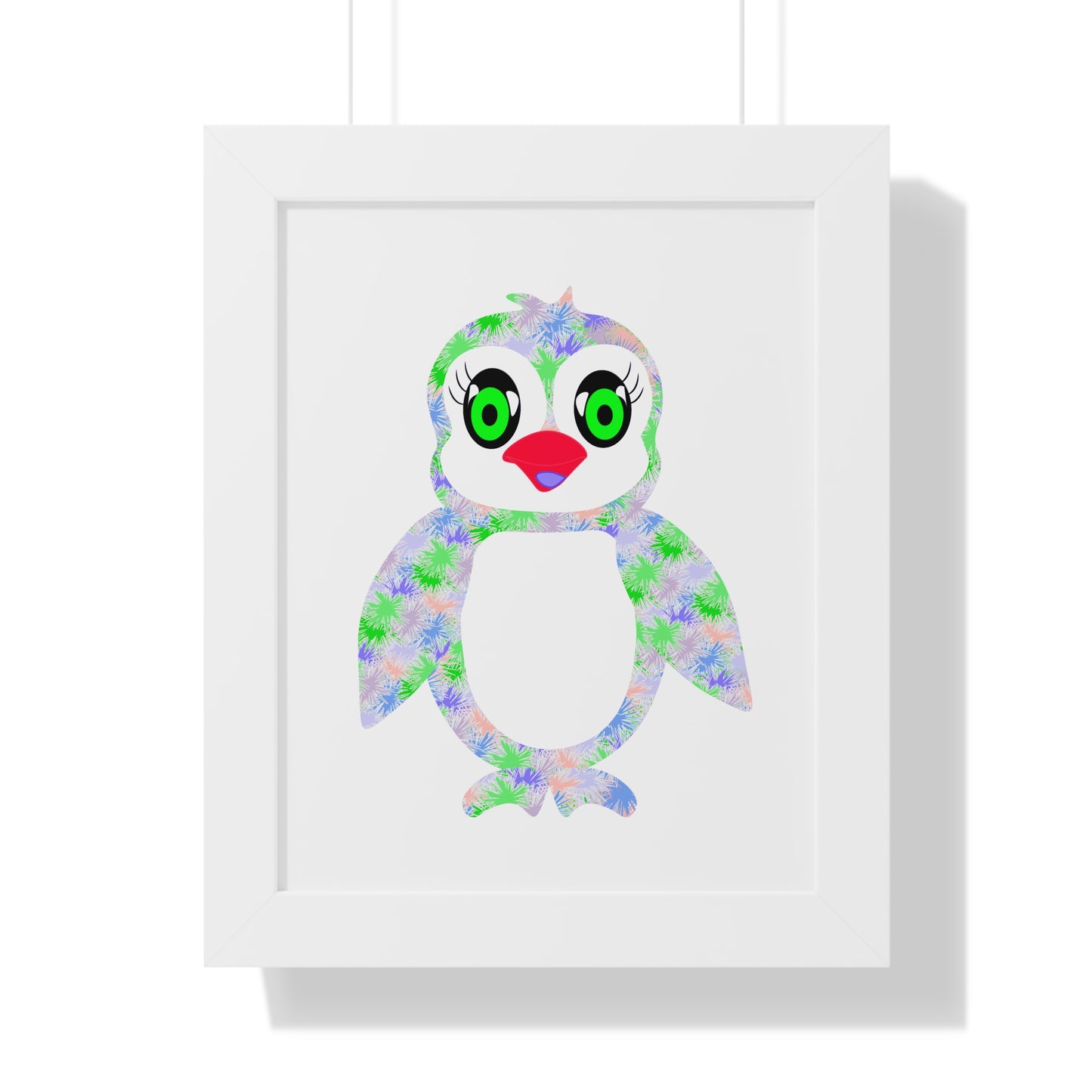 The Penguinies Green & Purple Art Framed Vertical Poster
