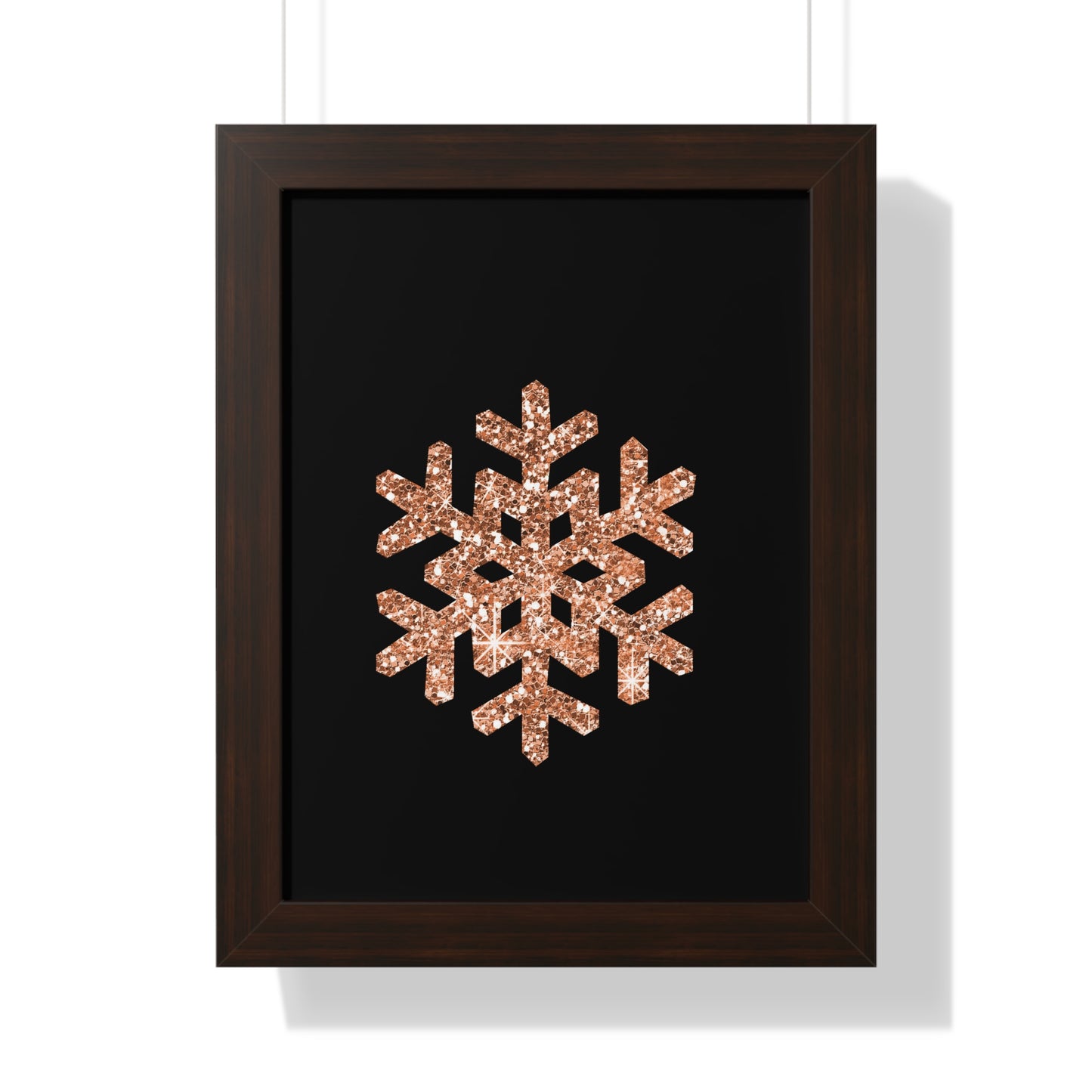 Rose Gold Snowflake Art Framed Vertical Poster